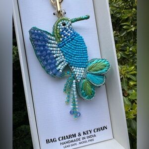 Hummingbird Beaded Keychain Bag Charm